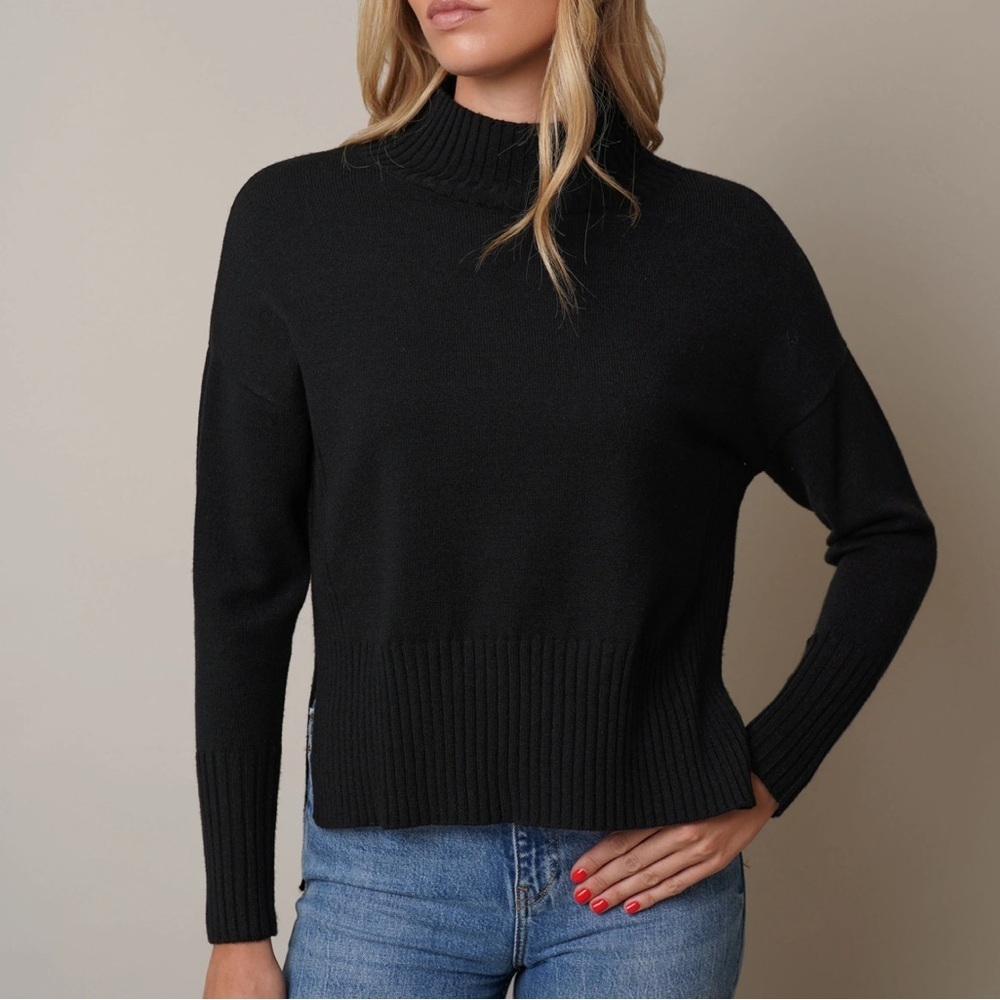NWT Cyrus Black Turtleneck Sweater with Button Accents size L